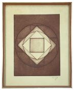 VINCENT JOHN LONGO (American, 1923-2017) etching in colours - squares and circles, signed in pencil,