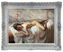 HAMISH BLAKELY (British, b. 1968) serigraph canvas on board - reclining nude female, entitled