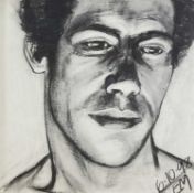 ‡ EMMA MACCALLUM charcoal - 'Head 4', entitled verso on Attic Gallery label, signed with initials