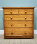 VICTORIAN SATIN BIRCH CHEST, fitted five drawers with turned handles and locks, 101 x 46 x 105cms