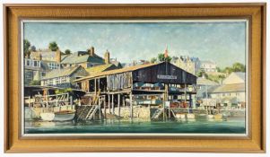 ‡ DONALD GREIG ARR, RMSA, FRSA (1916-2009) oil on board - old Boatsheds, White Strand, signed,