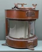 COPPER WILLIAM HARVIE & CO SHIP MASTHEAD LANTERN Pattern No. 1333, curved glass, bearing maker's