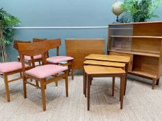 ASSORTED MID-CENTURY TEAK FURNITURE, comprising a drop leaf table, four chairs, nest of three