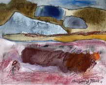 ‡ MARY LLOYD JONES mixed media - entitled verso on Martin Tinney Gallery label 'Rhos y Gell II',