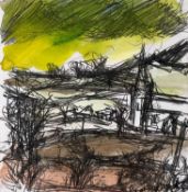 ‡ PETER PRENDERGAST pen and watercolour - landscape with church steeple, signedDimensions: 13.5 x