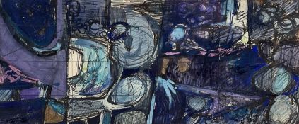 ‡ RONALD LOWE mixed media - entitled verso on Attic Gallery label 'Sea Cave Interior', signed and