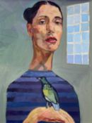 ‡ MEIRION GINSBERG oil on canvas - entitled verso on Oriel Tegfryn Gallery label 'Bird and