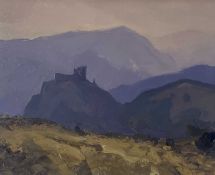 ‡ GARETH THOMAS oil on paper - entitled verso on Fountain Fine Art Gallery label 'Carreg Cennen