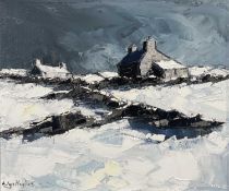 ‡ WYN HUGHES oil on canvas - hillside farm with snow, signedDimensions: 25 x 29cmsProvenance:private