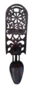 LATE 18TH CENTURY CARVED TREEN WELSH LOVE SPOON having a pointed bowl to an unusual openwork stem to
