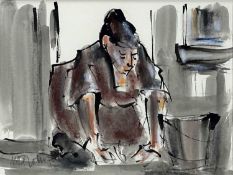 ‡ MIKE JONES mixed media - entitled verso 'Front Step', signedDimensions: 15 x 20cmsProvenance: