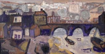 ‡ JEAN REES ARWA oil on board - entitled verso 'The Harbour, Aberystwyth', signedDimensions: 22 x