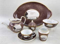 AN IMPORTANT SWANSEA PEARLWARE CABARET SET circa 1805, comprising twin-handled oval tray, teapot and