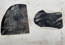 ‡ BRENDA CHAMBERLAIN mixed media on paper laid to cut out panels and applied to board - signed '