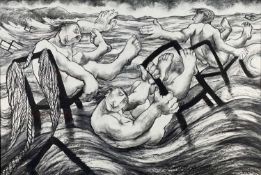 ‡ MURIEL DELAHAYE charcoal - depicting Maelgwn 6th Century King of Gwynedd, who issued a challenge