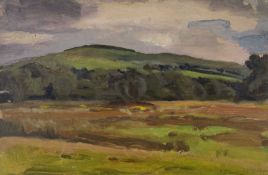 GEORGE CHAPMAN early oil on card - landscape with hill, signedDimensions: 32 x 48cmsProvenance: