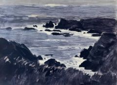 ‡ SIR KYFFIN WILLIAMS RA limited edition (53/150) coloured print - Anglesey coastline, signed in