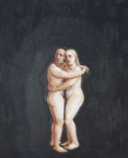 ‡ EVELYN WILLIAMS oil on canvas - nude couple in an embrace, signed and dated verso