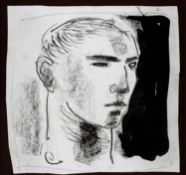 ‡ CLIVE HICKS-JENKINS mixed media on cut paper - head of a boy, signed with initialDimensions: 15