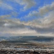 ‡ IWAN GWYN PARRY oil on board - entitled verso on Martin Tinney Gallery label 'A55 Coastline Near