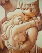 ‡ EDWARD (ED) POVEY oil on canvas - entitled verso on Martin Tinney Gallery label 'Couple