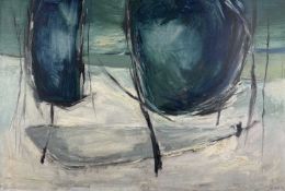 ‡ TOM NASH oil on board - landscape, entitled verso 'Static Gower Forms', signed and dated
