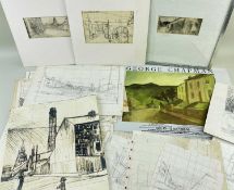 GEORGE CHAPMAN black portfolio containing large quantity of preliminary drawings and other related