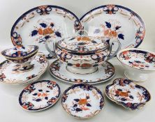 SWANSEA PEARLWARE PART DINNER SET decorated by Thomas Pardoe in the Imari style, comprising large