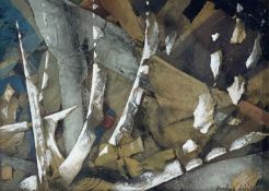 ‡ ARCHIE WILLIAMS collage and gouache - entitled verso 'Frozen Fragments', signedDimensions: 15 x