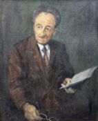 ‡ RICHARD JONES oil on board - half portrait of a seated Saunders Lewis (Welsh political activist,