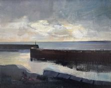 ‡ KAREN PEARCE oil on canvas - harbour wall and view out to sea, signed versoDimensions: 40 x