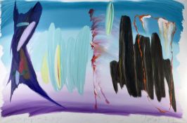 ‡ MARTYN JONES large oil on canvas - abstract, entitled bottom left 'Esto Perpetua II, NYC',