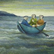 ‡ MURIEL DELAHAYE oil on canvas - entitled verso on Albany Gallery label 'Afternoon Sail', signed