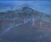 ‡ OZI RHYS OSMOND oil on canvas - landscape, entitled verso 'Hwyrgan (Nocturne)', signed