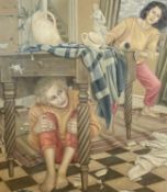 ‡ SALLY MOORE large oil on MDF board - entitled verso 'Retreat', signed verso and dated