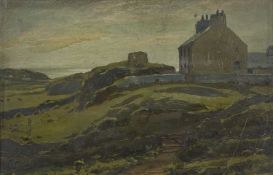 ‡ THOMAS HUSON oil on card - entitled verso 'Tyn Towyn, Anglesey', unsigned Dimensions: 14 x