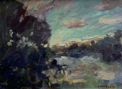 ‡ WARREN S HEATON oil on canvas - entitled verso 'Stackpole Lakes, Clear Evening', signedDimensions: