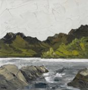 ‡ MARTIN LLEWELYN oil on canvas - entitled verso 'Llyn Crafnant', signed with initialsDimensions: 39