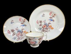 SWANSEA PORCELAIN TRIO OF PLATE, CUP & SAUCER circa 1815-1817, decorated in the 'Kingfisher' pattern