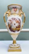 FINE & RARE SWANSEA PORCELAIN VASE circa 1817-1820, of slender ovoid shape with a round pedestal