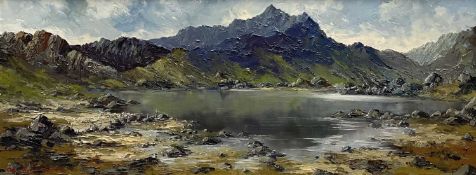 ‡ CHARLES WYATT WARREN oil on board - Llyn Cwm Ffynnon and Yr Wyddfa (Snowdon), signedDimensions: 28