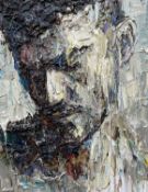‡ CARL MELEGARI oil on box canvas - head and shoulders portrait, entitled verso 'Giraldo'Dimensions: