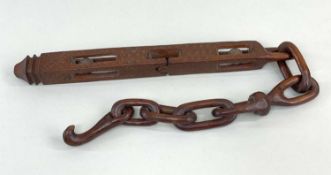 CARVED TREEN KNITTING SHEATH believed Welsh, early 19th Century, chip carved all round and with