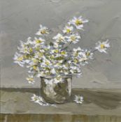 ‡ MARTIN LLEWELLYN oil on canvas - still life, entitled verso on Ffin y Parc Gallery label 'Pot of