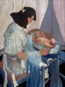 ‡ CLAUDIA WILLIAMS oil on canvas - entitled verso in artist's handwriting 'Le Bain / The Bath' and