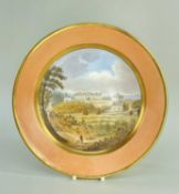 RARE SWANSEA PORCELAIN TOPOGRAPHICAL PLATE circa 1815-1817, circular non-moulded, the interior fully