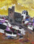 ‡ PETER GORSUCH oil on board - entitled verso 'Hen Lantrisant (Old Llantrisant)', signed with