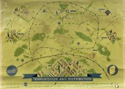 GEORGE CHAPMAN FOR W S CRAWFORD LTD ADVERTISING graphic design educational print on linen - for '