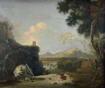 FOLLOWER OF RICHARD WILSON RA oil on canvas - expansive landscape with distant fortification,
