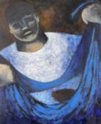 ‡ JAMES DONOVAN oil on canvas - blue boat, signed with initials and dated '97 versoDimensions: 97